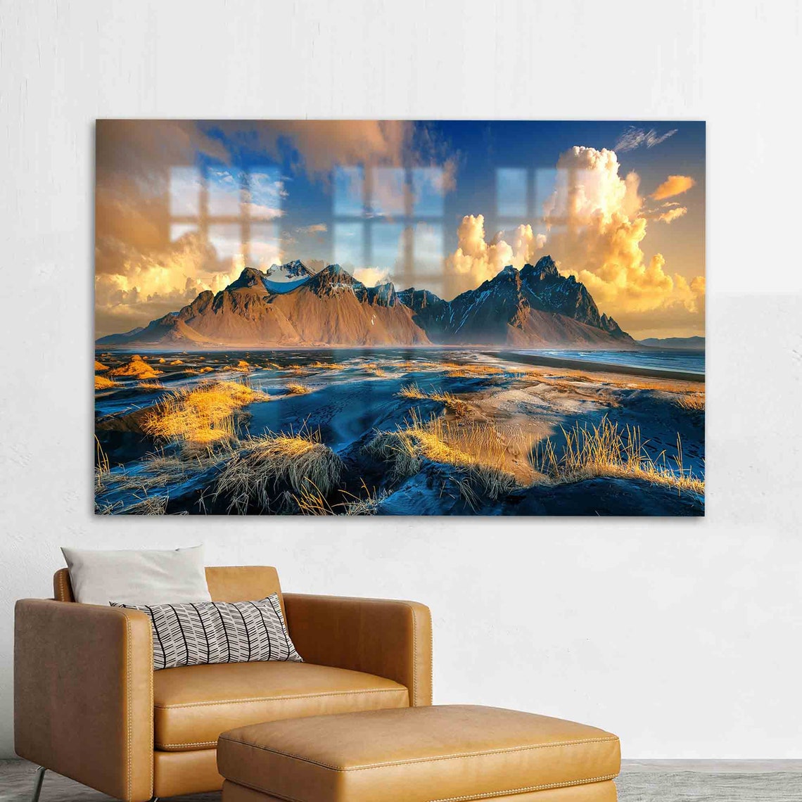 Dramatic Mountain Peaks at Golden Hour Moody Landscape Photo Poster