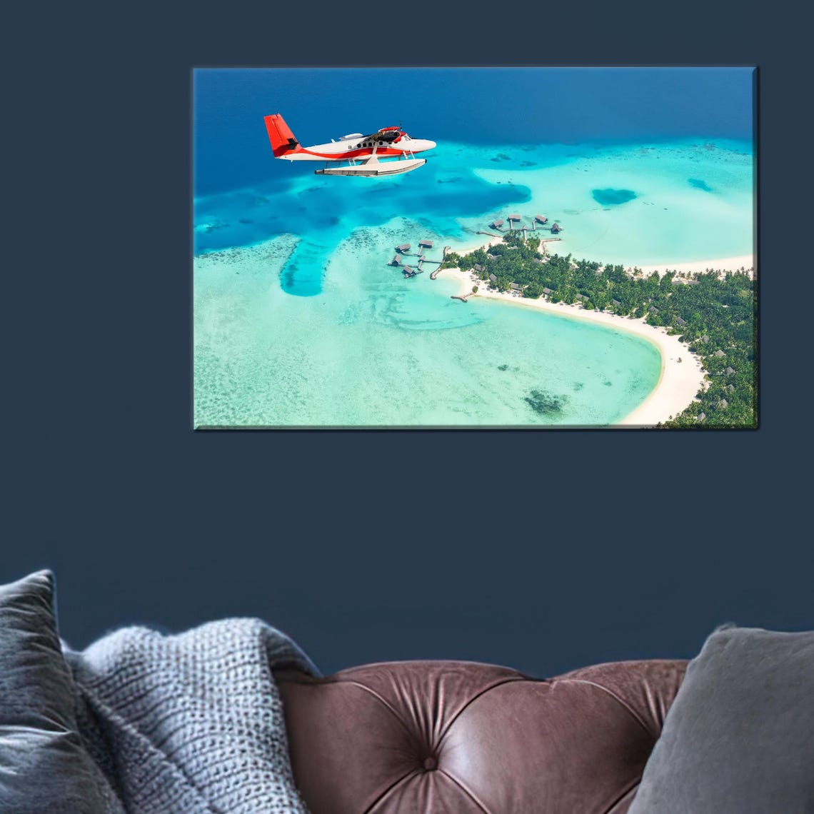 Canvas Wall Art Sea Landscape Decor Tropical Island Artwork View Print Blue Poster Kitchen
