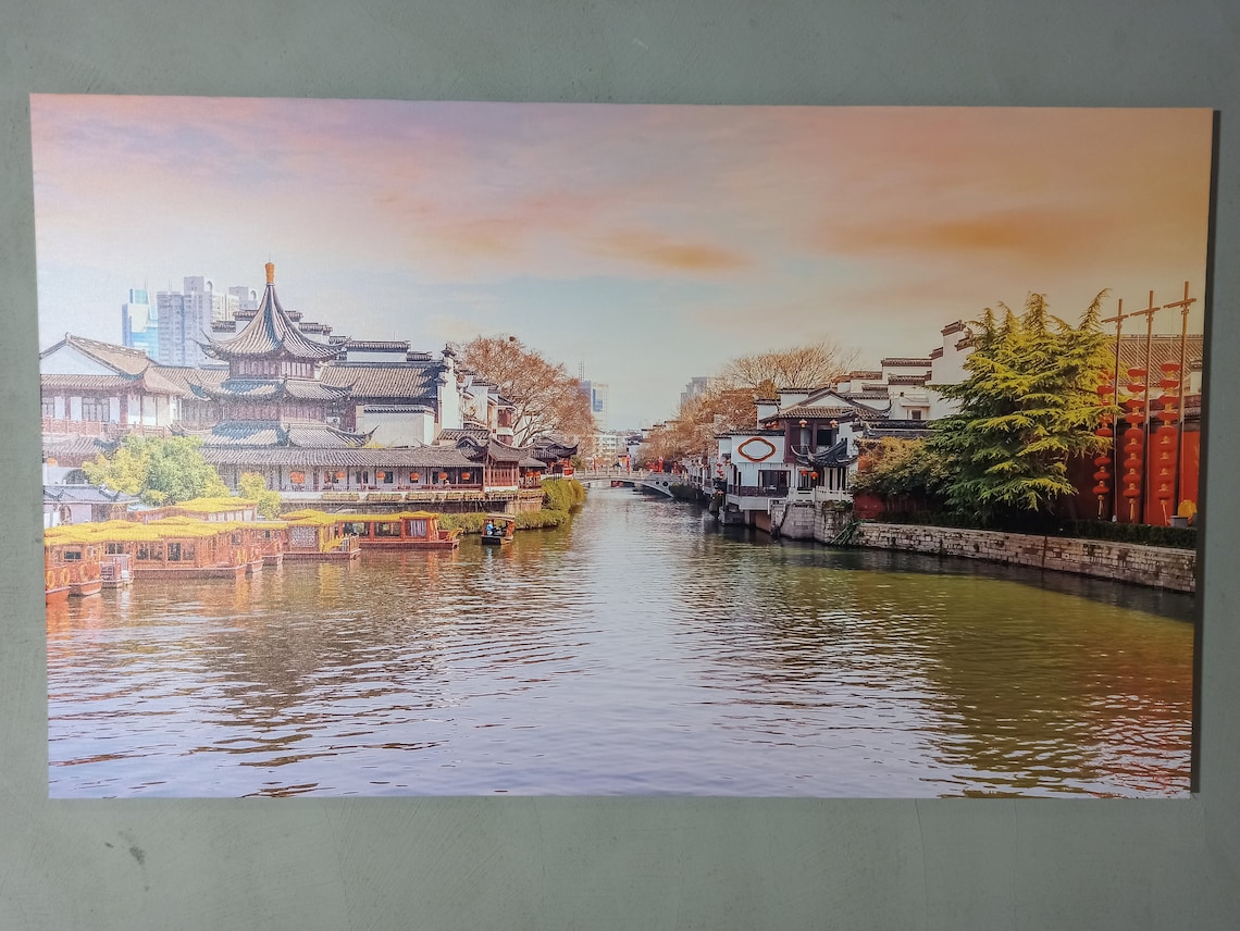 Canvas Wall Art 3d City Gift River Cityscape Print China Landscape