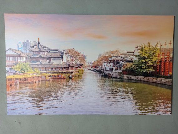 Canvas Wall Art 3d City Gift River Cityscape Print China Landscape