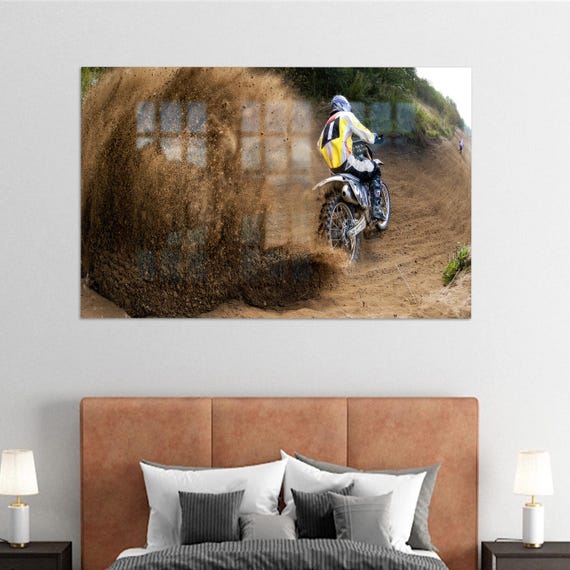 Garage Art Decor Biker Wall Mountainbiker Glass Printing Motocross Decoration Personalized Baby Gift