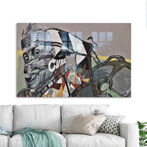 Wall Decoration Mural Art Tempered Glass Contemporary Decor Abstract Man Surrealism Printing
