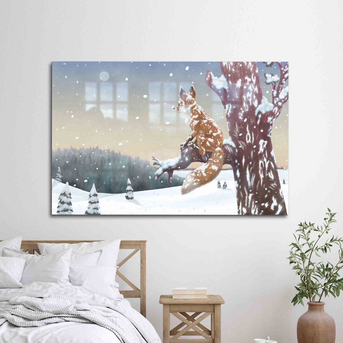 Glass Art Mural Wall Decoration Fox Kids Abstract Animals Room