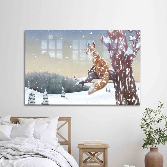 Glass Art Mural Wall Decoration Fox Kids Abstract Animals Room