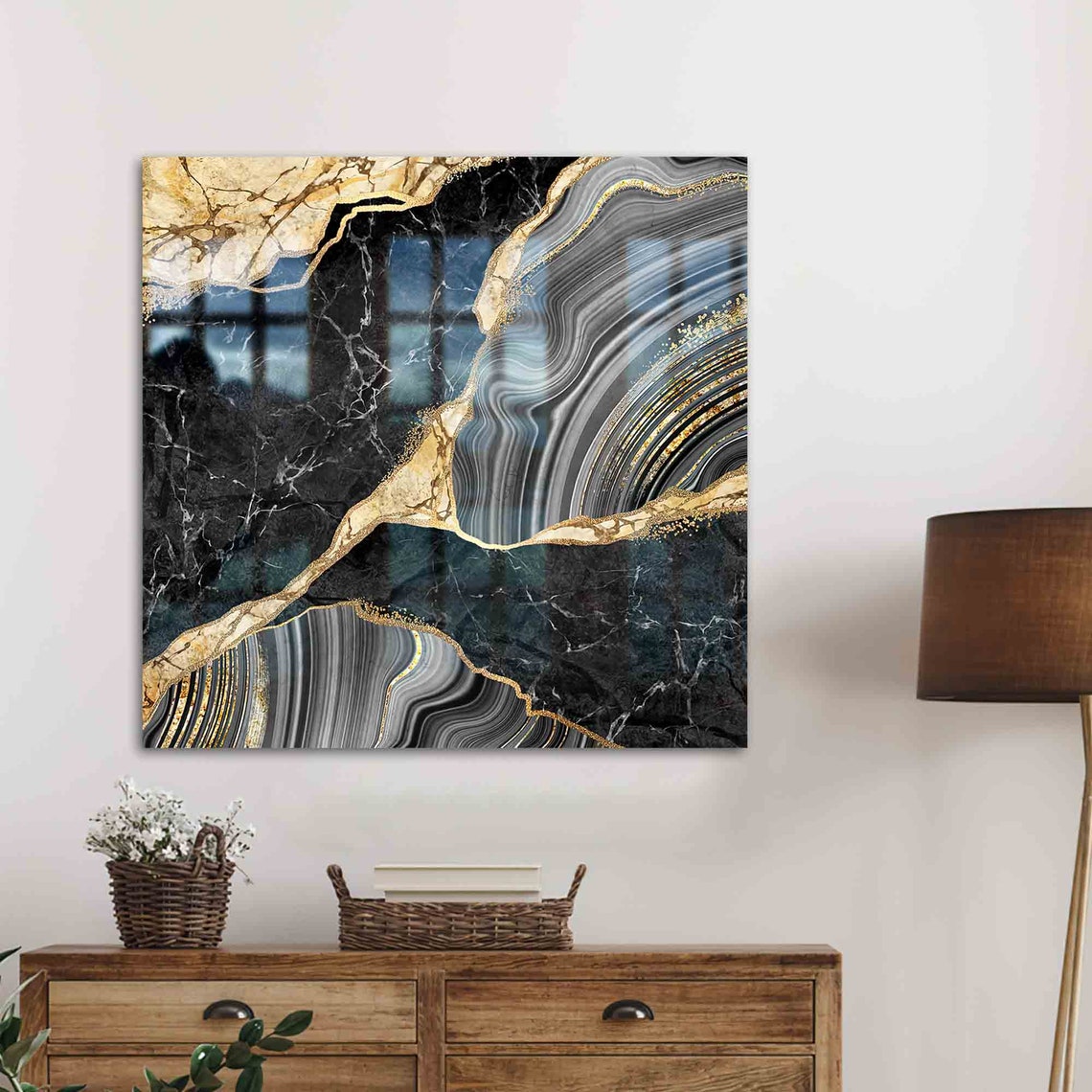 Luxury Black And Gold Marble Abstract Golden Veins Art Poster