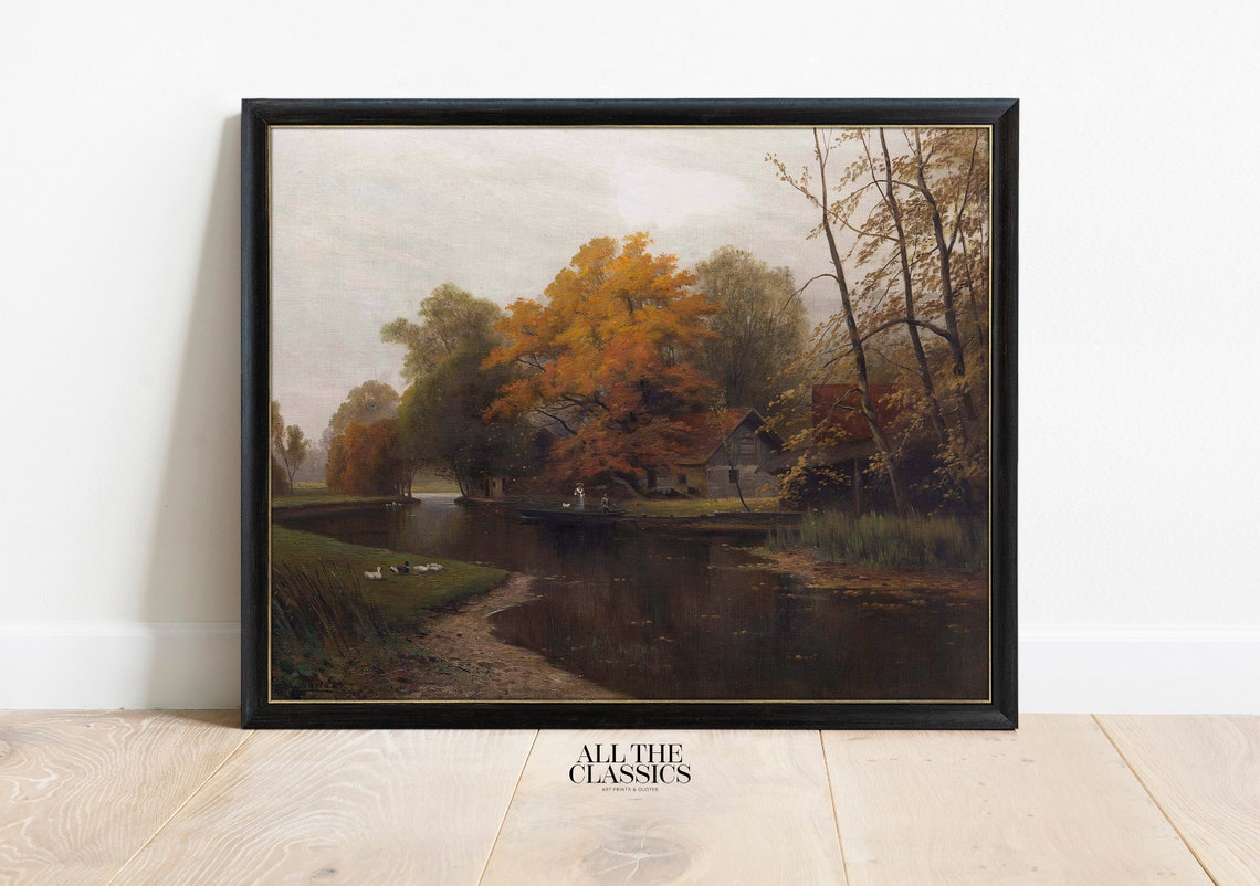 Ludvik Bartak Autumn By The Water River Ducks Golden Tree Poster - Image 3