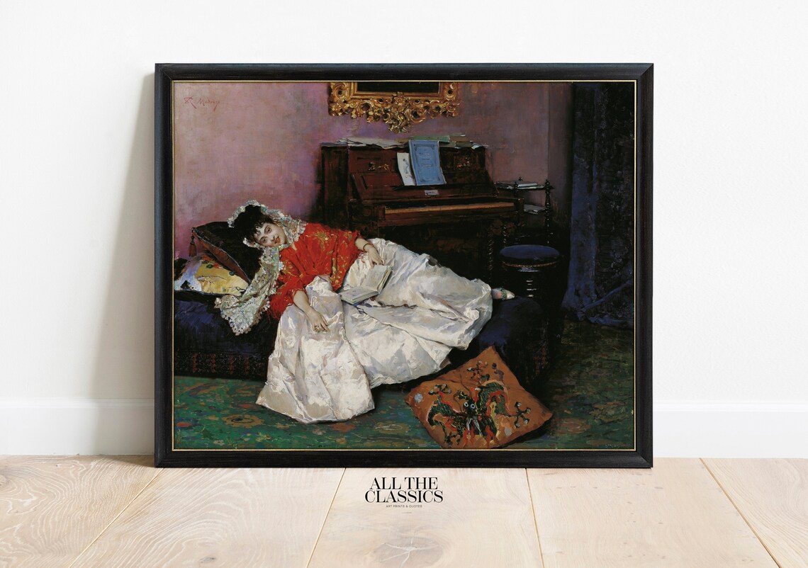 Raimundo De Madrazo The Reading Aline Masson Reclining Lady Piano Art Poster - Image 3