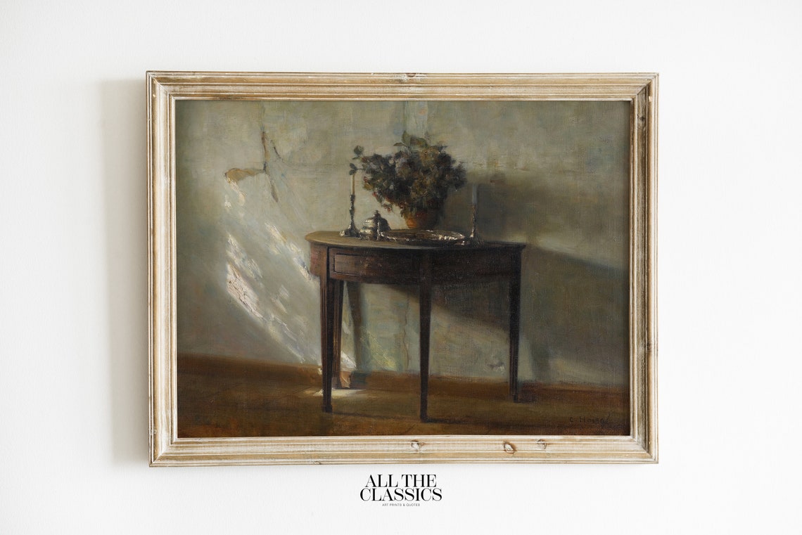 Carl Holsoe Sunlit Interior With Flowers And Candles On Table Poster