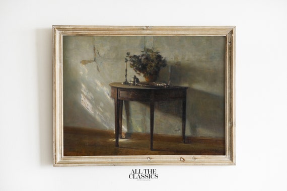 Vintage Art Print Wall Art Neutral Rustic Victorian Domestic Interior Dramatic Still Life A Sunlit Interior Carl Holse