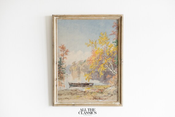 Jasper Francis Cropsey Autumn On The Lake Canoe Fall Landscape Art Poster