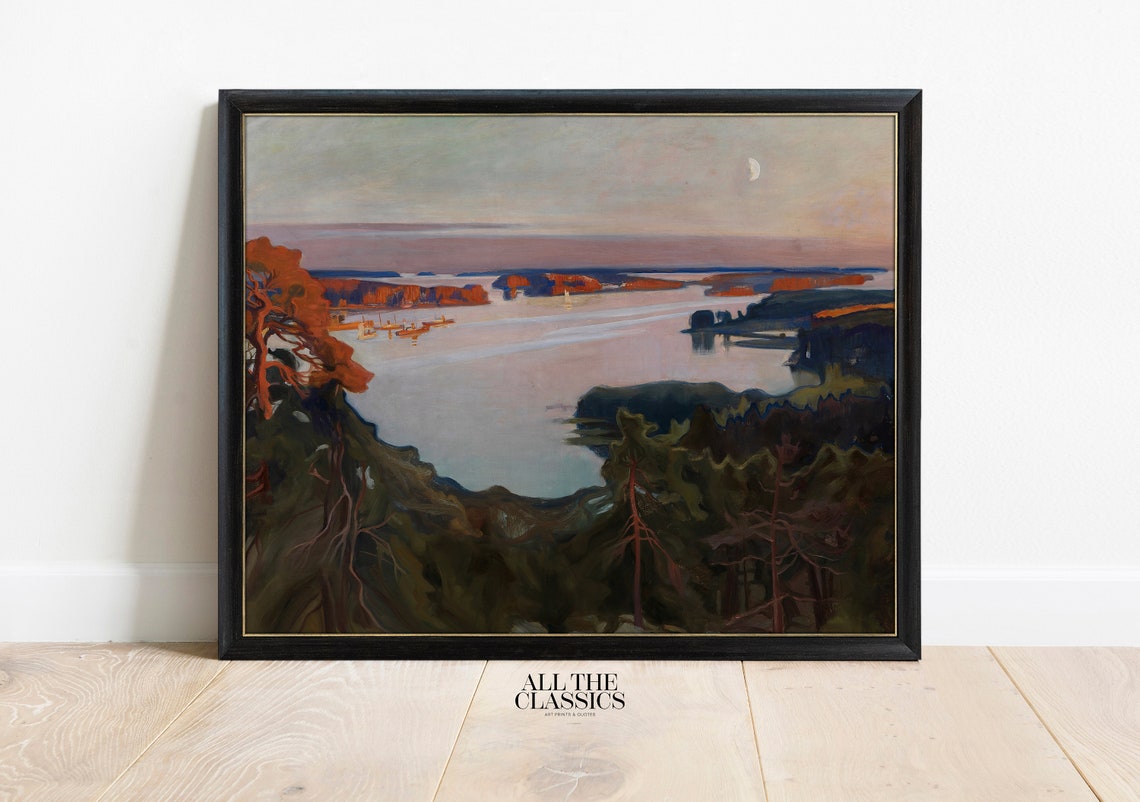 Albert Edelfelt View Over Haikko Dusk Lake Moonlit Forest Poster - Image 3