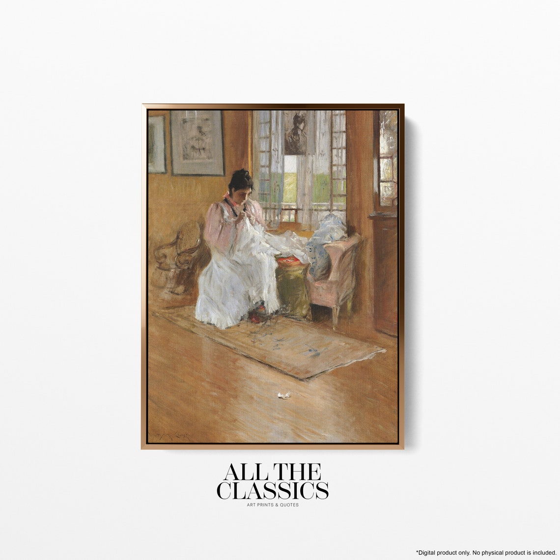 Woman Sunlit Interior Window Vintage Impressionist Portrait Poster