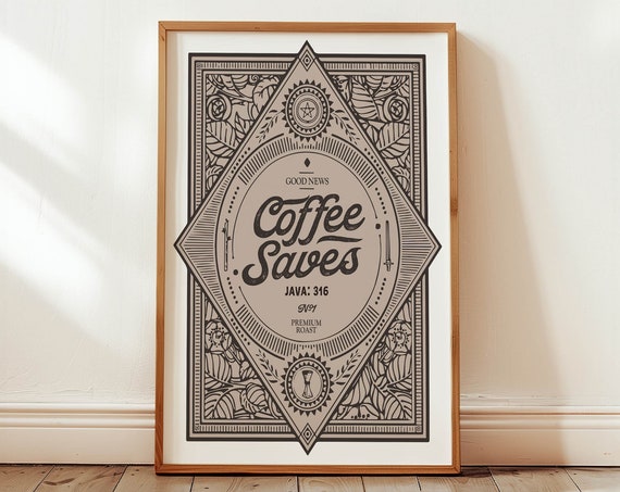Funny Kitchen Decor Kitchen Wall Art Kitchen Print Coffee Bar Poster Vintage Style Coffee Print Art Amusing Gift