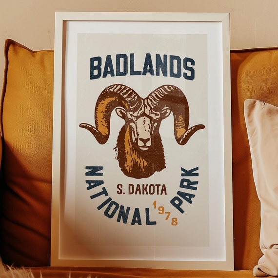 South Dakota Retro Badlands Travel Poster