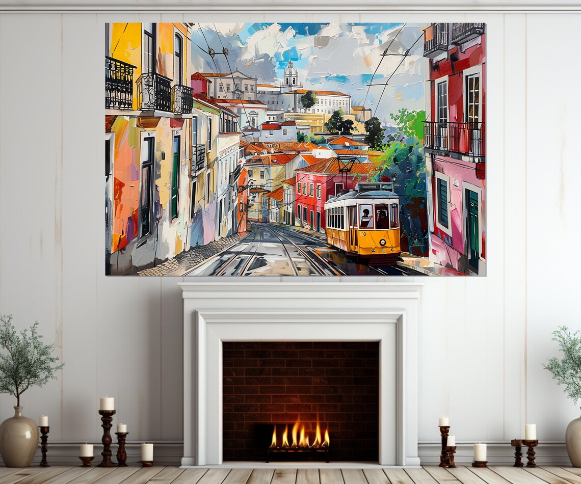 Lisbon Scenic Travel Poster, Portugal Abstract Art - Image 2