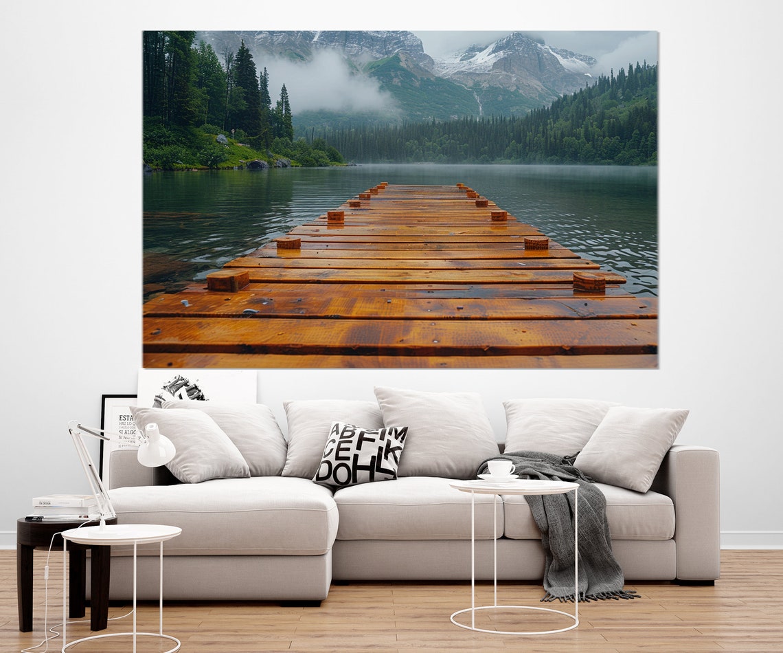 Wooden Fishing Bridge On Lake Print Fishing Wall Art Fisherman Gift Lake House Wall Decor Framed And Ready To Hang - Image 3