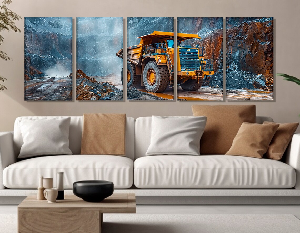 Construction Wall Art Large Yellow Dump Truck Print Construction Truck Print Constructor Gift Framed And Ready To Hang - Image 3