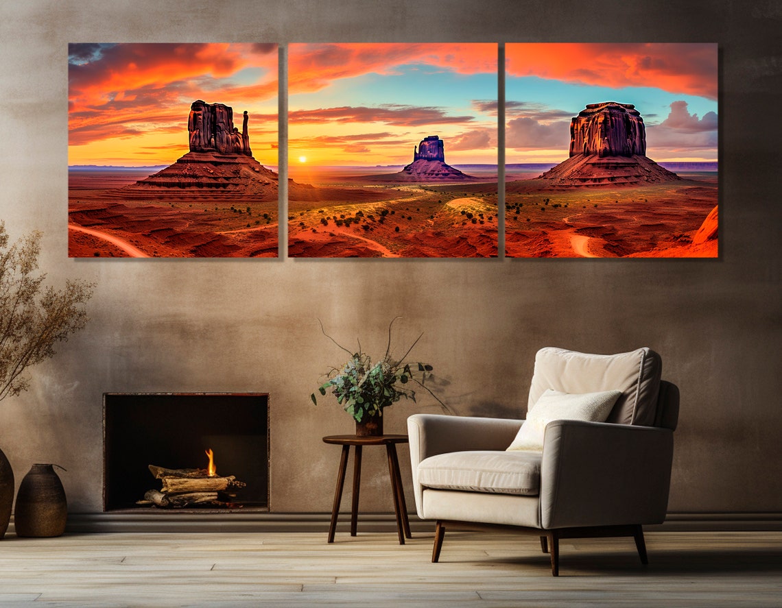 Monument Valley Sunset Red Rock Buttes Desert Panorama Travel Poster - Image 4