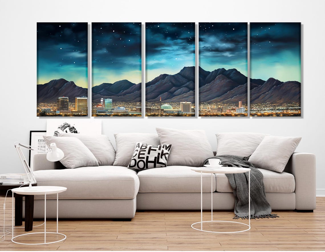 El Paso Skyline At Night Under Starry Desert Sky With Mountains Poster - Image 2