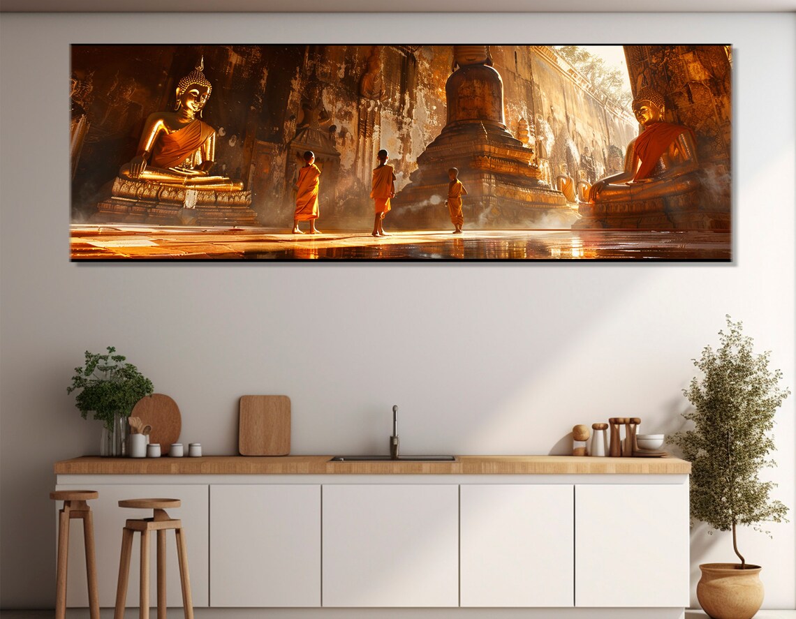 Children Monks in Buddhist Temple Wall Art Print - Image 2