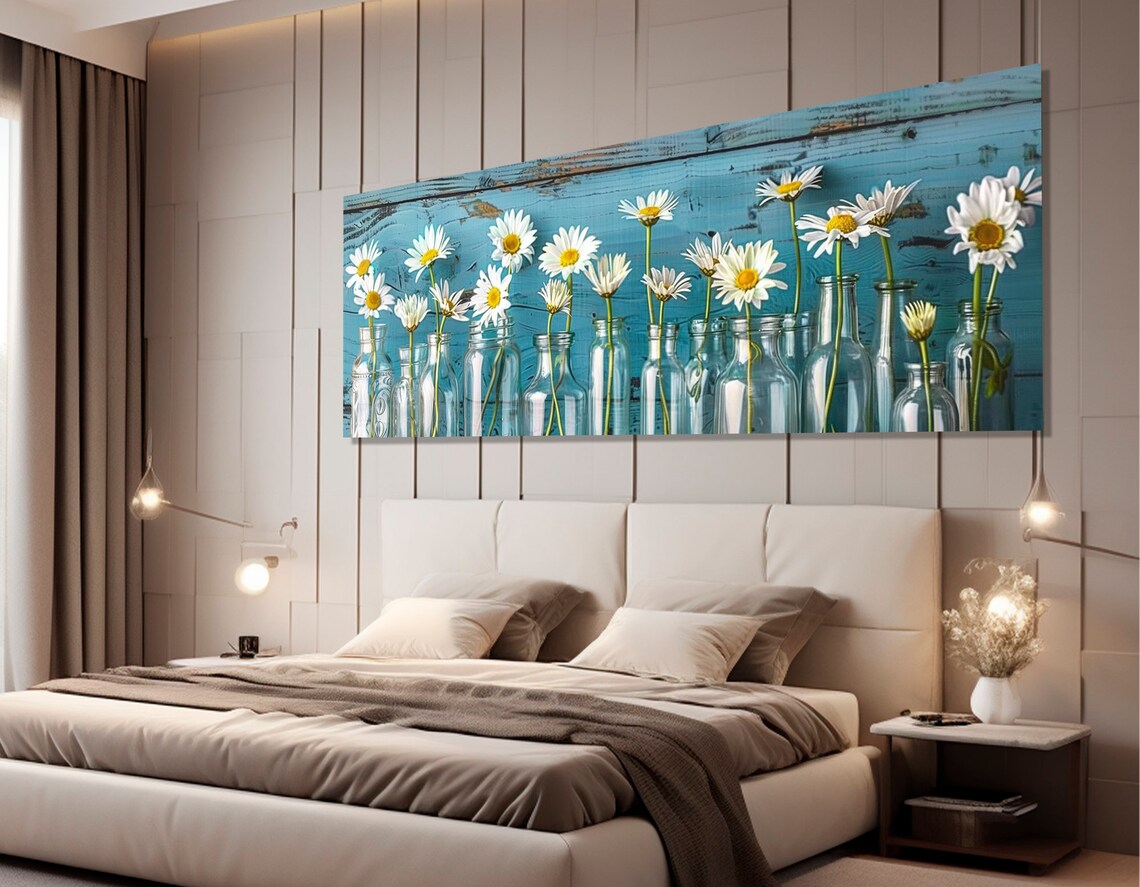 Glass Vases With Daisies, Modern Floral Art Print - Image 2