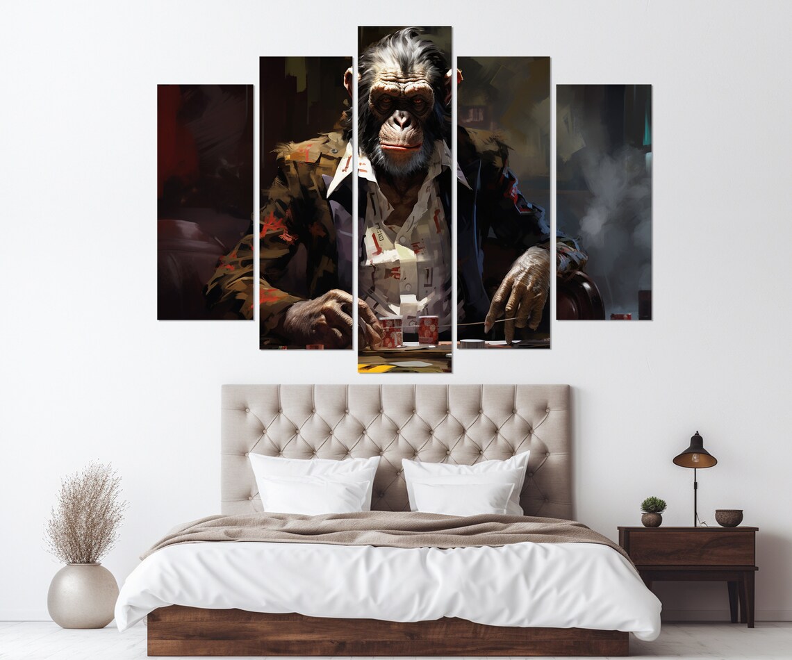 Monkey At Poker Table, Abstract Poker Art Print - Image 2