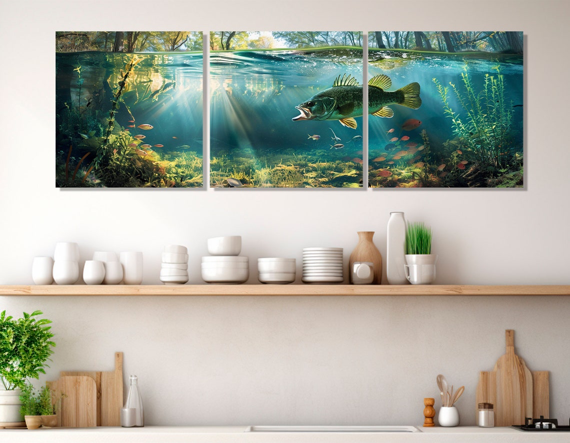 Largemouth Bass Print Fishing Wall Art Fishing Painting Fisherman Gift Fishing Wall Decor Fishing Art Framed And Ready To Hang - Image 4