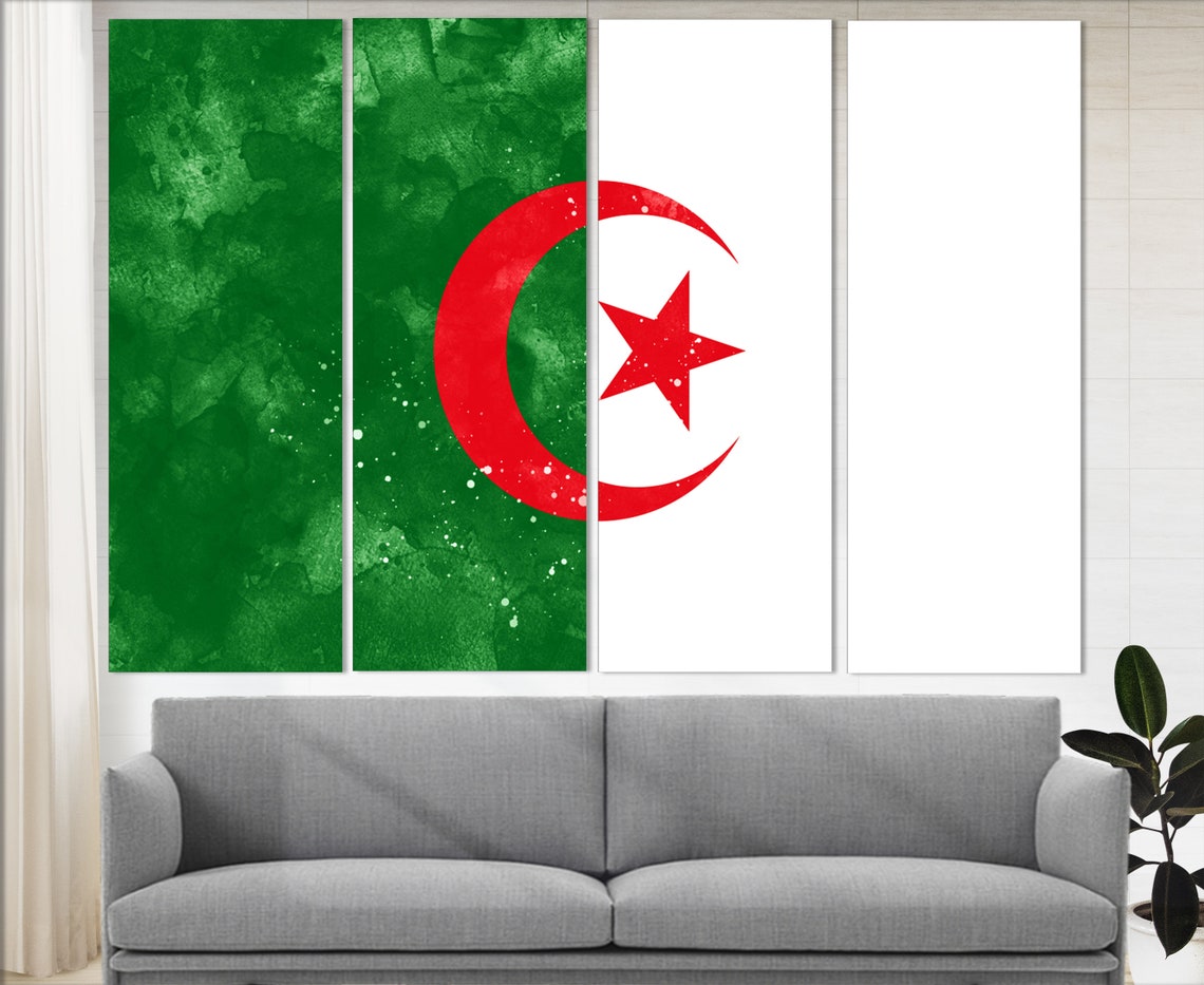 Algeria Flag Watercolor Green White Crescent Star Patriotic Art Poster - Image 2