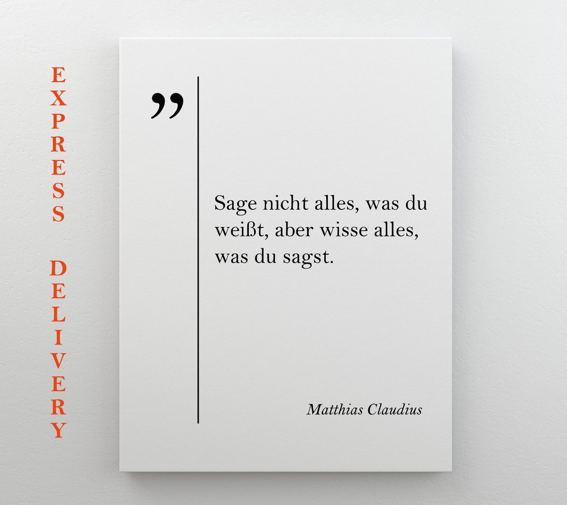Matthias Claudius Quote Print German Wisdom Minimalist Typography Art