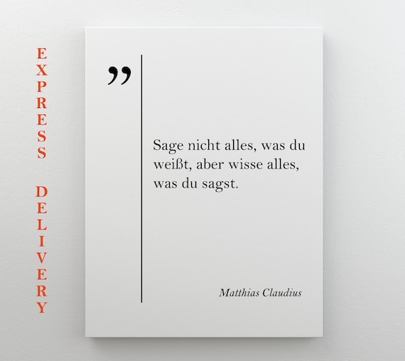 Matthias Claudius Quote Print German Wisdom Minimalist Typography Art