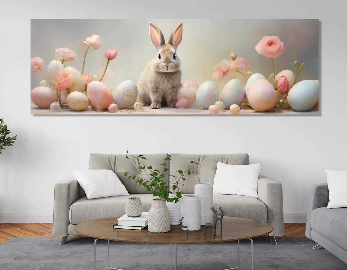 Cute Easter Bunny Painting, Nursery Decor - Image 2