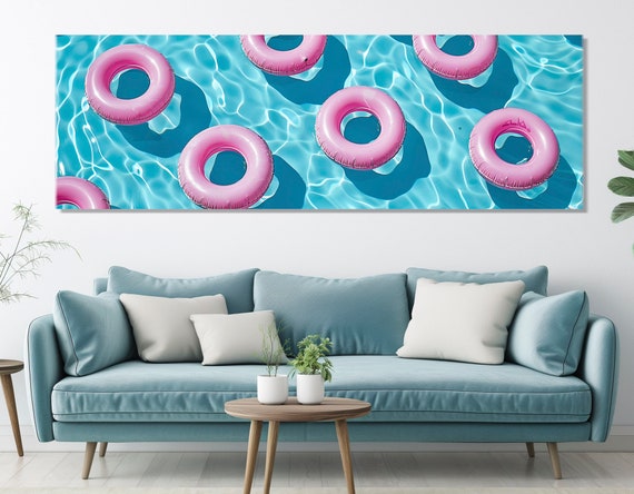 Inflatable Rings In Swimming Pool Print Abstract Swimming Pool Poster Hotel Room Decor Swimming Pool Print Framed Ready To Hang
