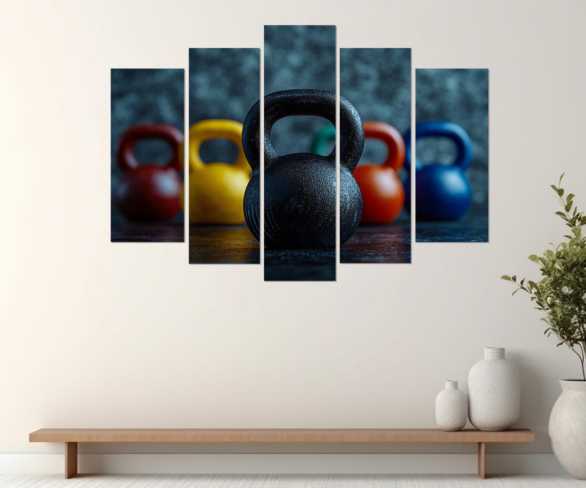 Colorful Kettlebells Gym Photography Fitness Motivation Wall Poster - Image 3