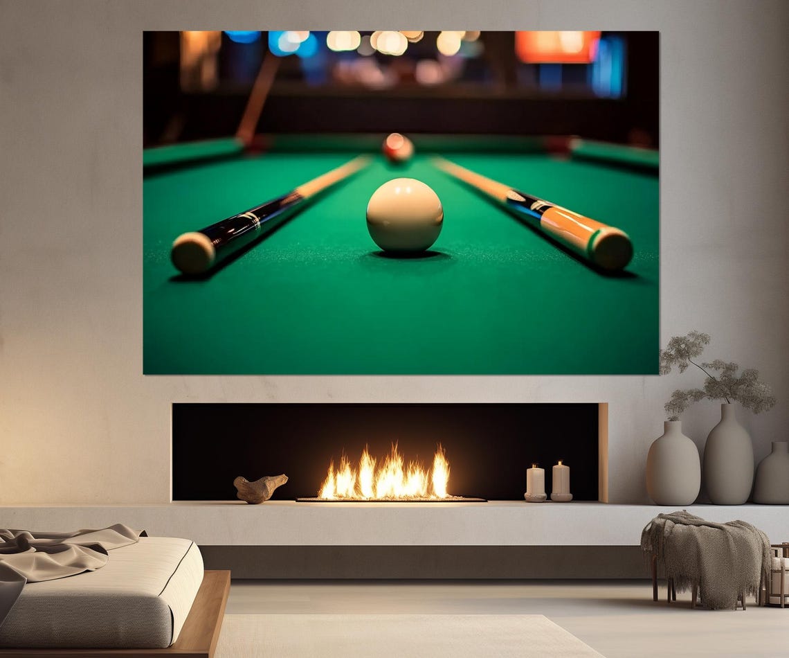 Billiards Pool Table Cue Ball Cues Close Up Triptych Wall Poster - Image 4