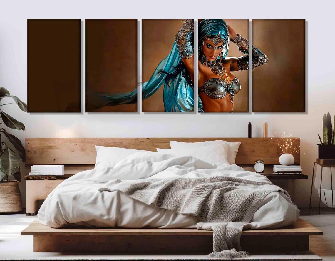 Arabian Princess Turquoise Veil Ornate Jewelry Panoramic Art Poster - Image 3