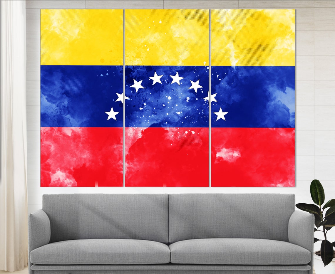 Venezuela Flag Grunge Watercolor Yellow Blue Red Stars Poster - Image 4