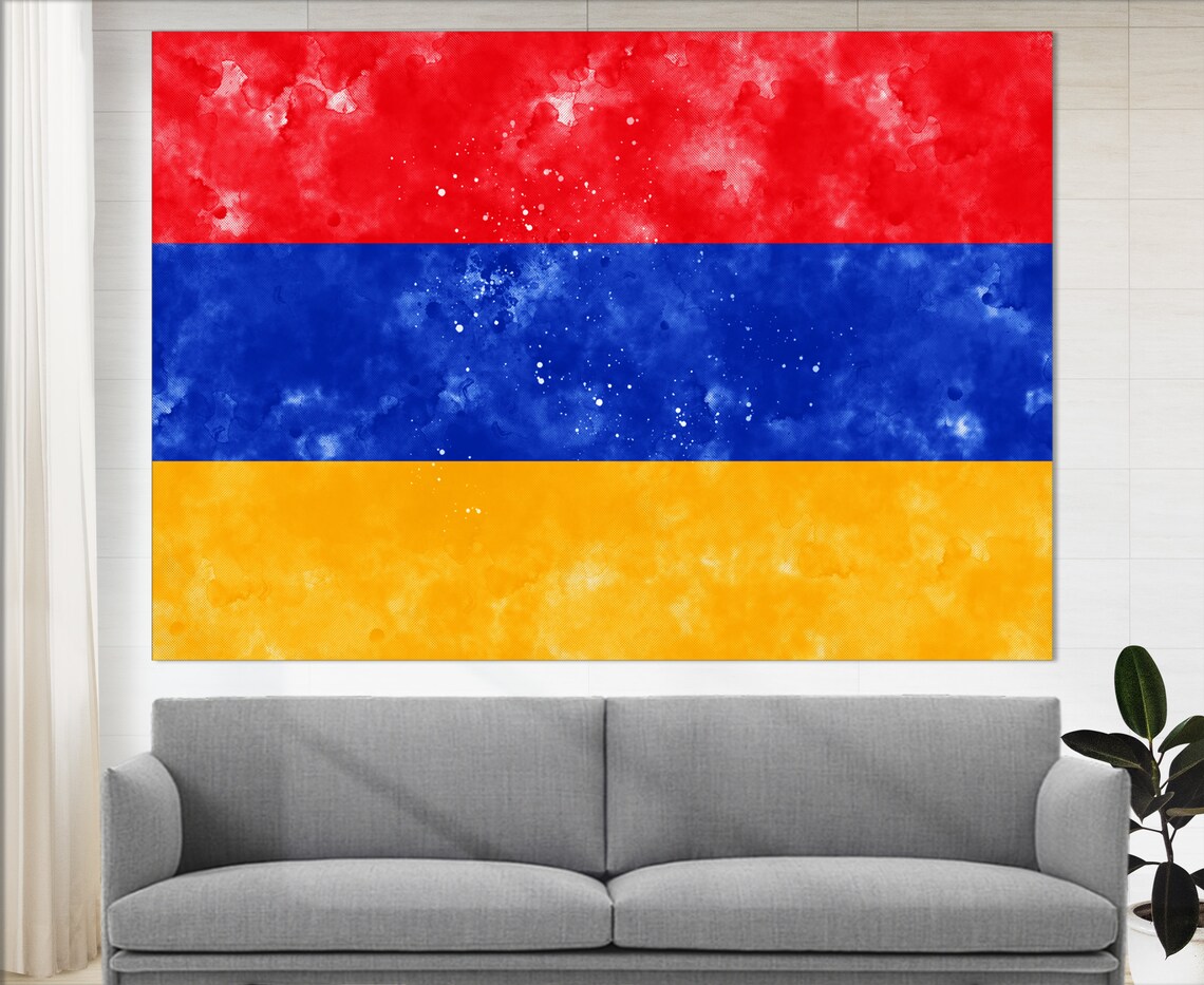 Armenia Flag Watercolor Red Blue Orange Patriotic Wall Art Poster