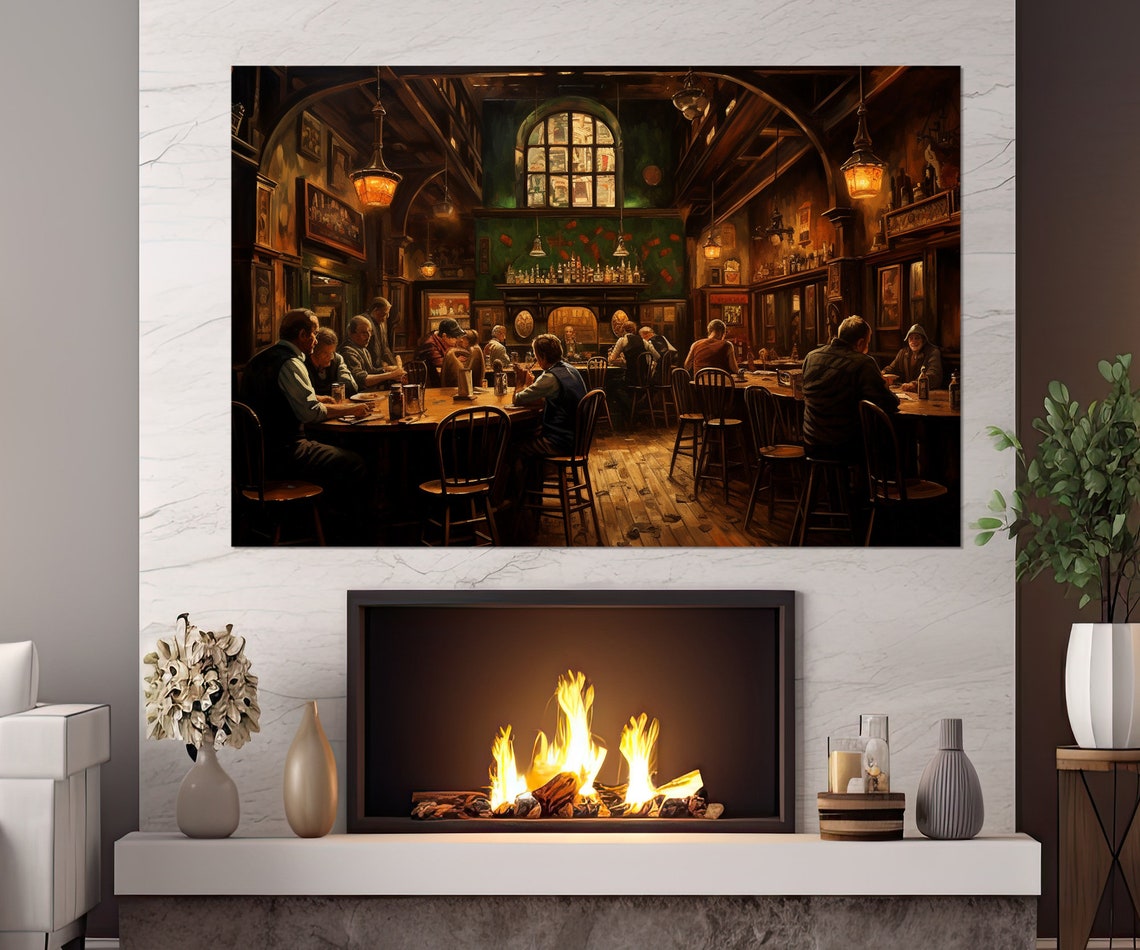Vintage Irish Pub Abstract Print Irish Pub Painting Irish Wall Art Retro Pub Poster Irish Gift