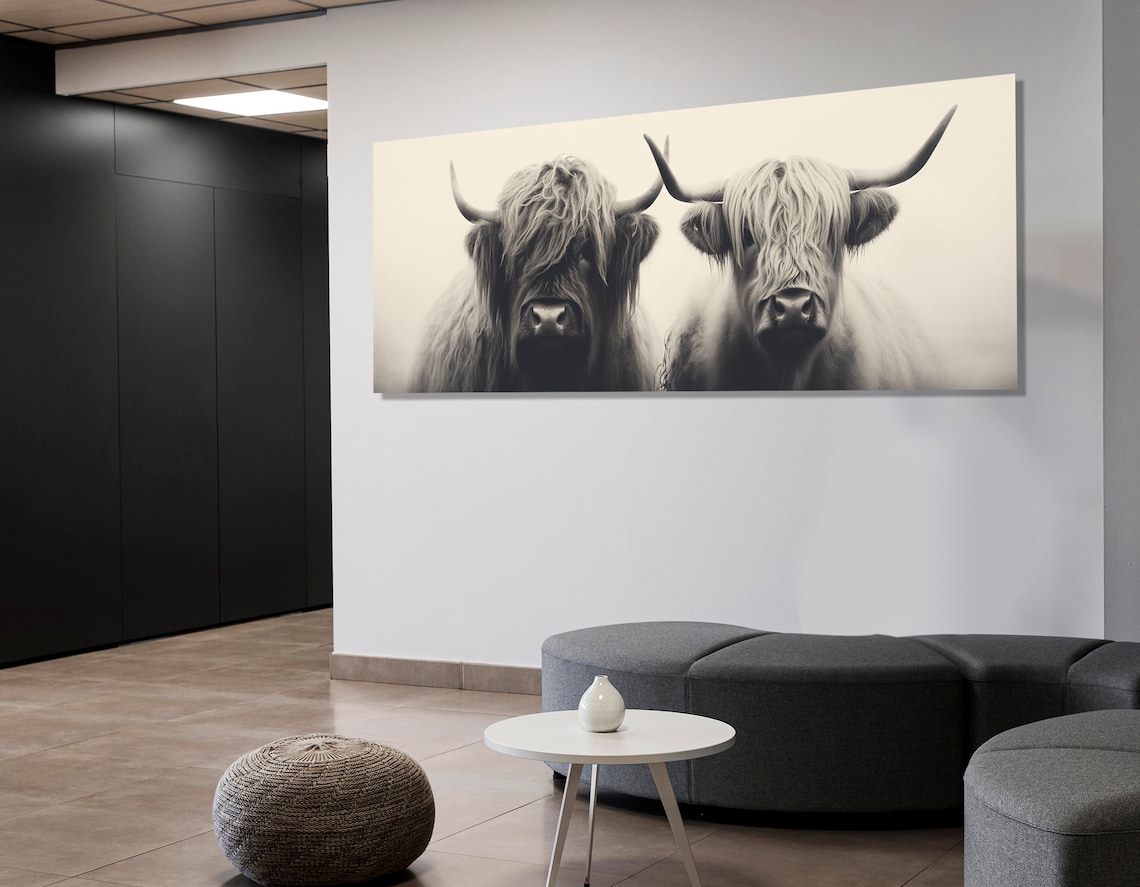 Highland Cows Couple, Farmhouse Wall Art Print - Image 2