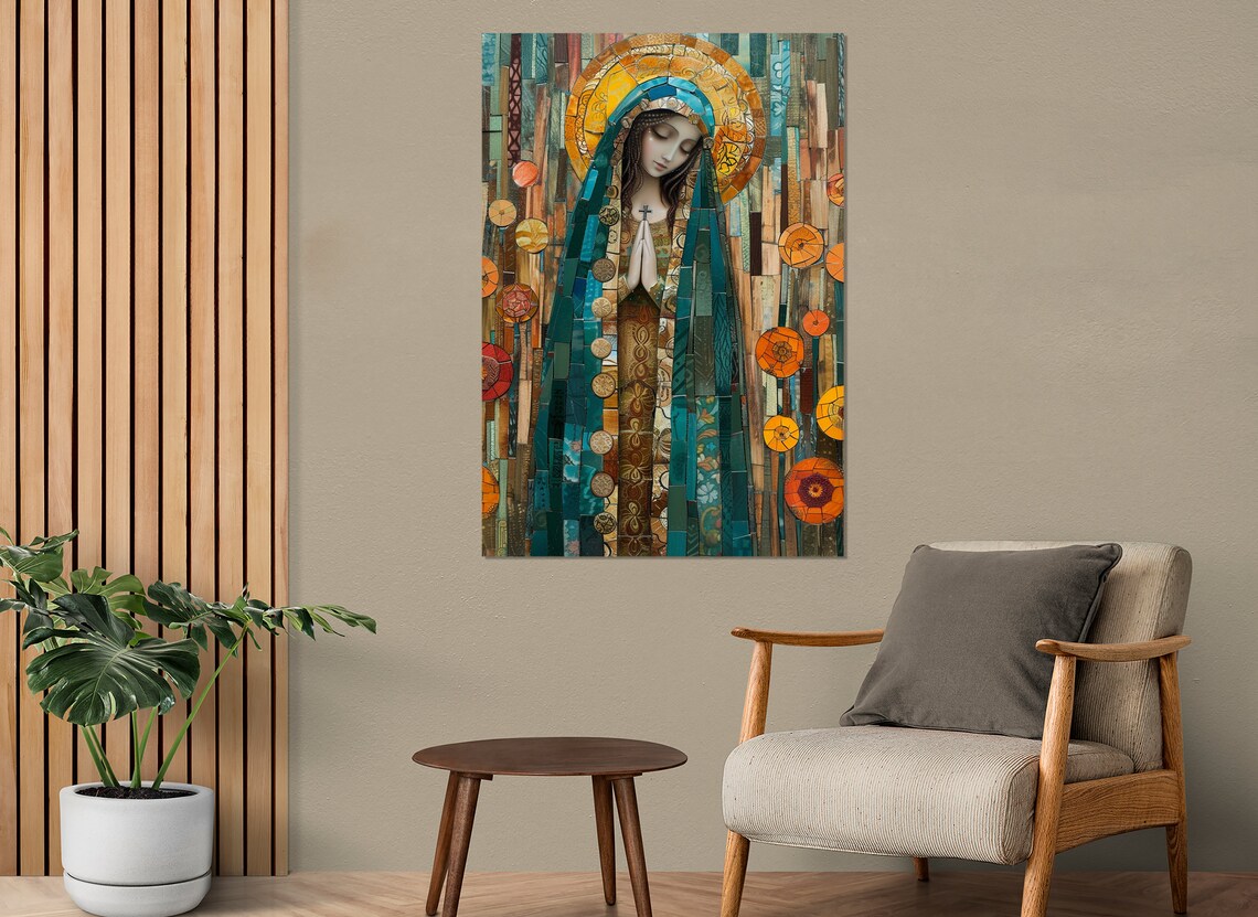 Virgin Mary Religious Wall Art, Christian Art Print - Image 3
