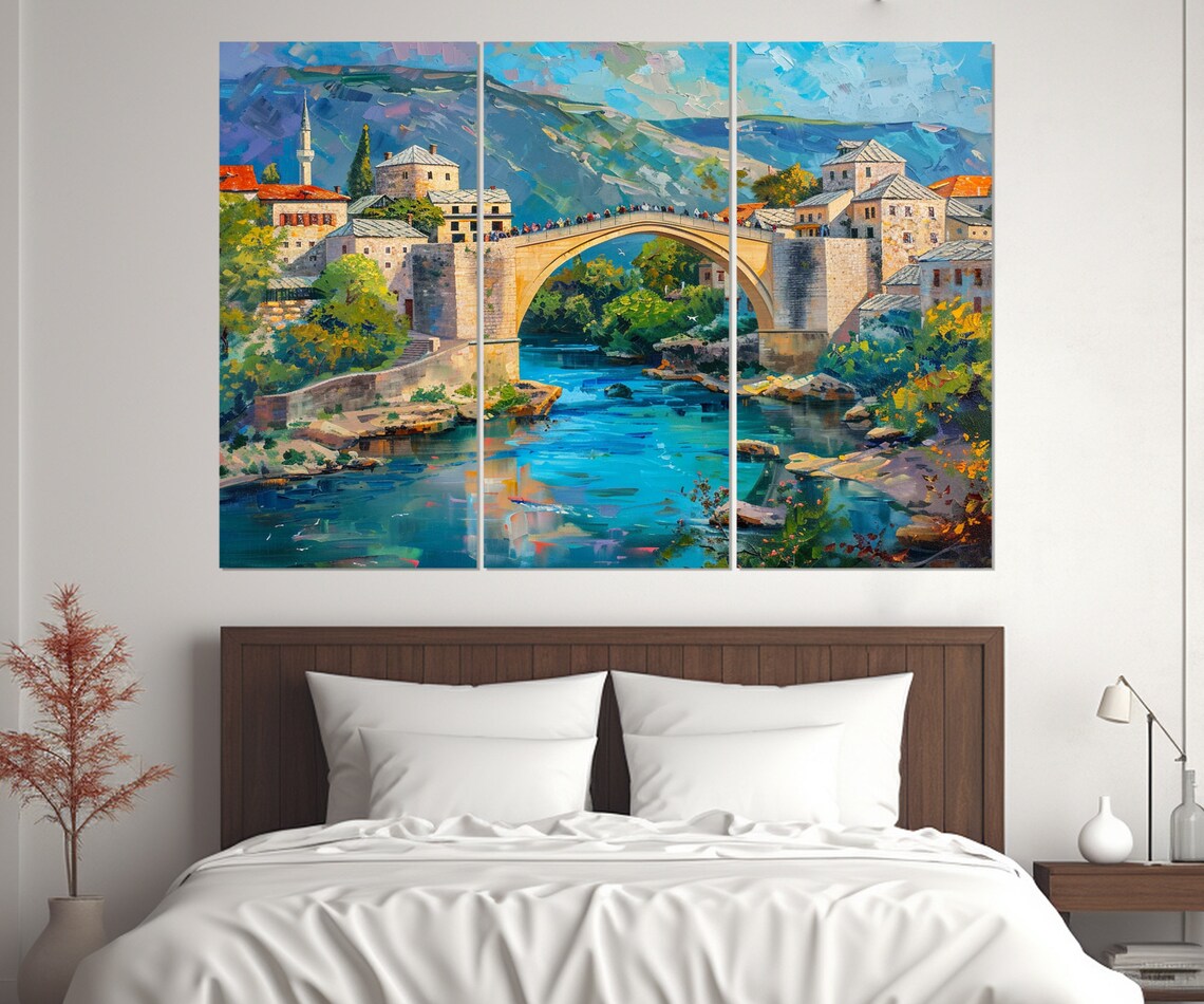 Mostar Old Bridge, Bosnia Travel Poster Art Print - Image 4