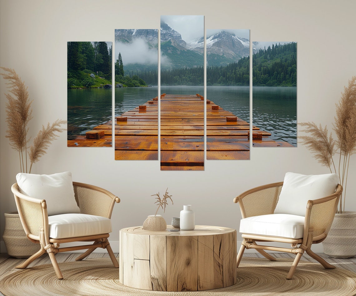 Wooden Fishing Bridge On Lake Print Fishing Wall Art Fisherman Gift Lake House Wall Decor Framed And Ready To Hang