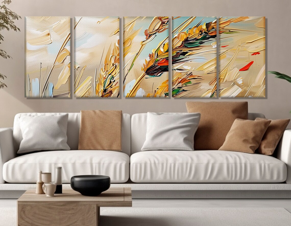 Wheat Ears Abstract Painting, Rustic Farmhouse Art Print - Image 3