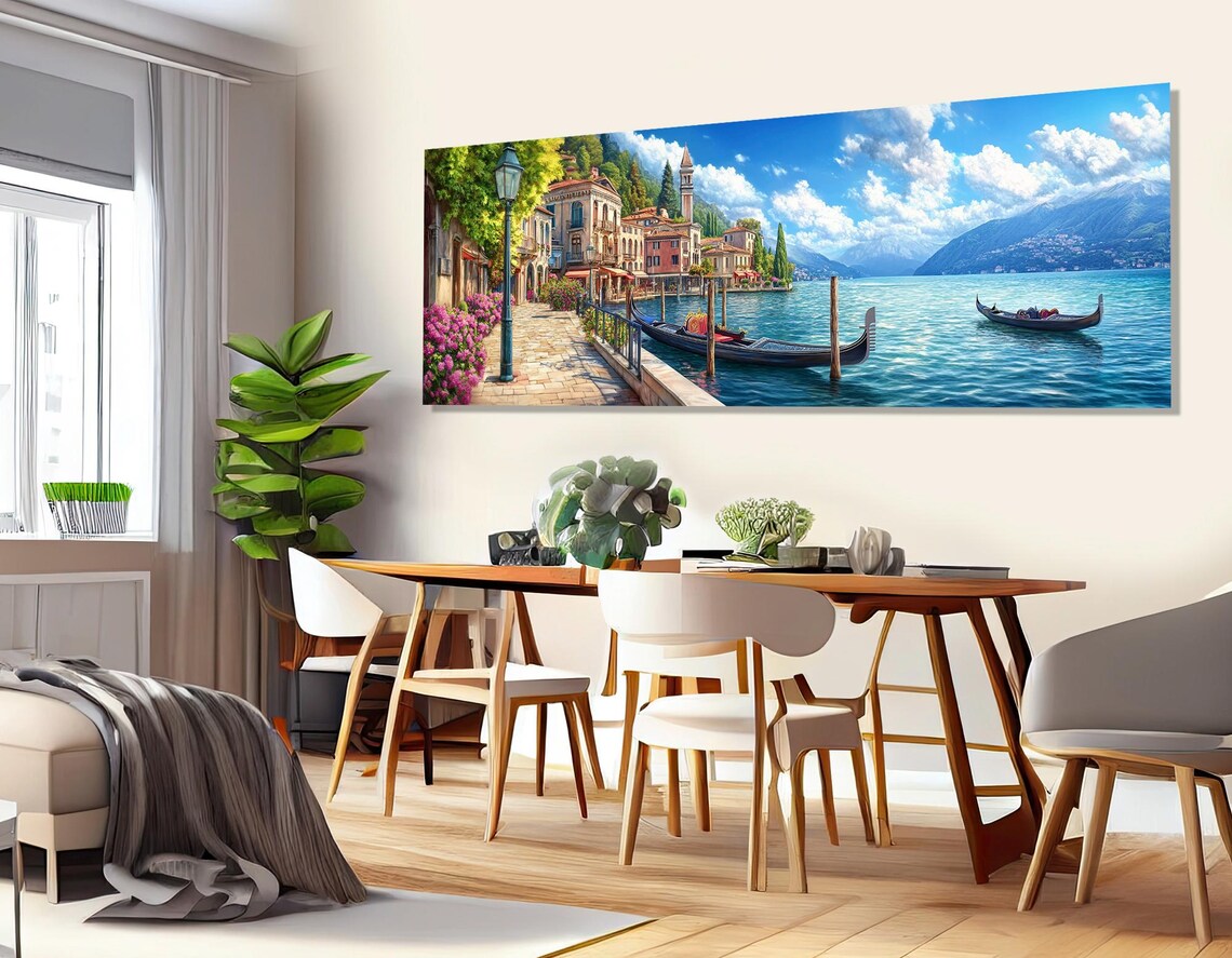 Lake Garda Coast Abstract Oil Painting Art Print - Image 3