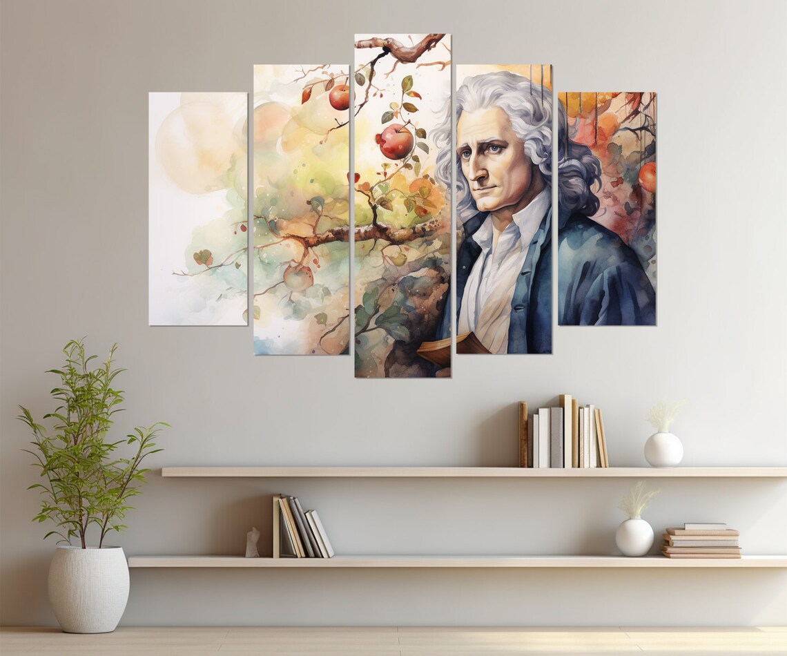 Isaac Newton Painting Print Physics Wall Art Isaac Newton Portrait Physics Class Decor Physicist Gift Framed And Ready To Hang - Image 3