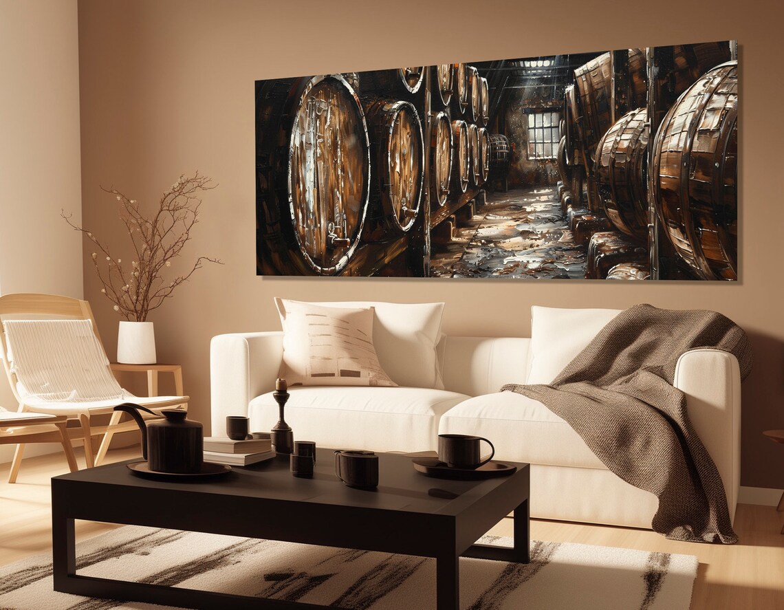 Old Whisky Barrels Art Print, Man Cave Wall Decor - Image 2