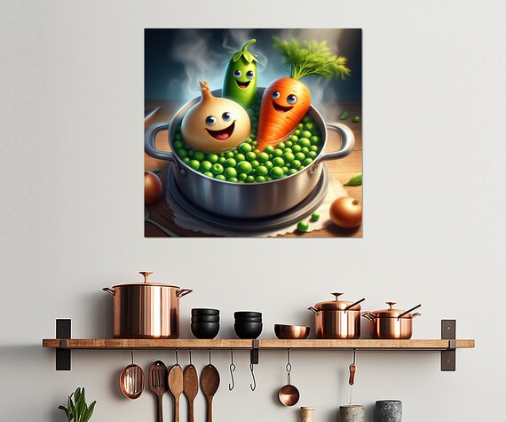 Kitchen Wall Art Vegetables Scared Of Knife Print Kitchen Wall Decor Vegetables Poster Housewife Gift Framed Ready To Hang