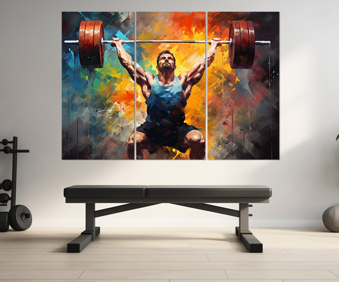 Weightlifter Overhead Barbell Press Colorful Gym Strength Art Poster - Image 4