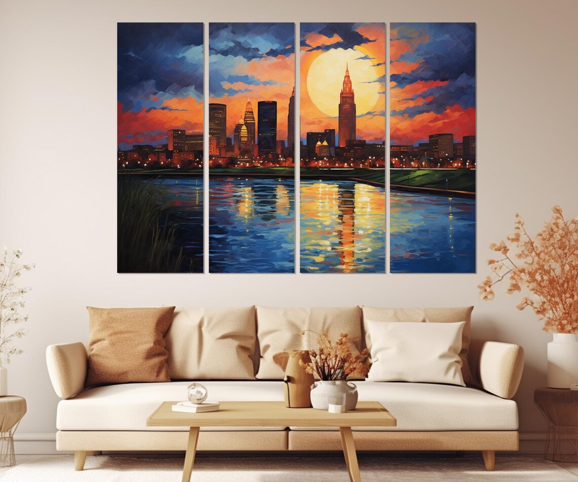 Abstract Cleveland Skyline Art Print, Travel Poster - Image 2