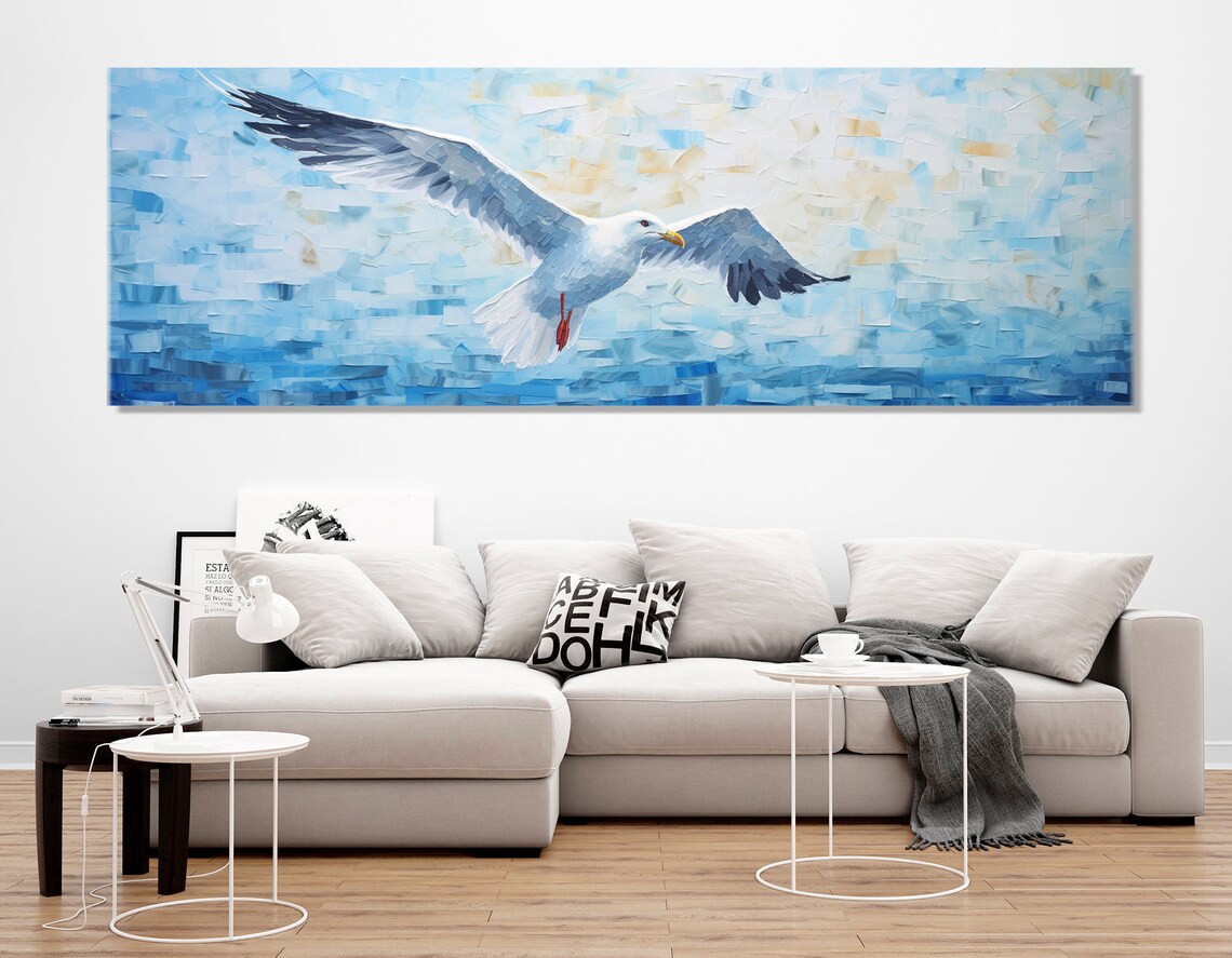 Minimalist Seagull Art Print, Birds Wall Poster